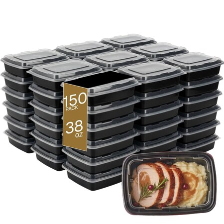 Eco Harmony Products Microwaveable Food Container, Rectangular with Lid, 38oz, 150PK 804545