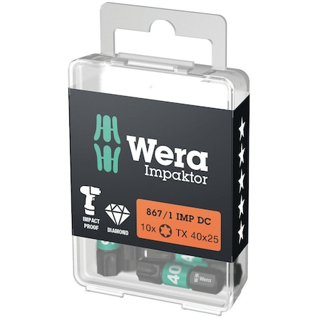 Wera 867/1 IMP DC TORX DIY Impaktor bits, TX 40 x 25 mm, 10 pieces 5057627001