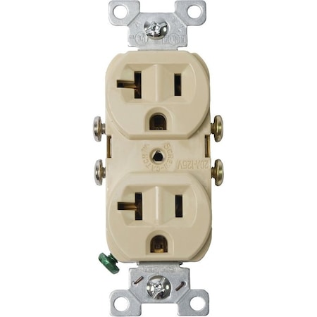 Eaton Wiring Devices Straight Blade Receptacle, 5-20R, 20 A, 125V AC, 2 Pole, 3 Wire, Flush Mount 877V-BOX