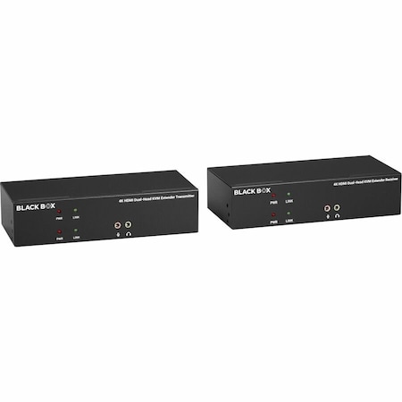 Black Box BLACK BOX KVM EXTENDER KIT OVER CATX - DUAL-MONITOR, HDMI 4K30, USB 2.0, AUDIO, SERIAL, LO KVXLCH-200