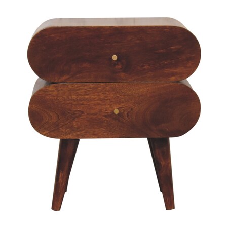 Homeroots 20" Brown Solid Wood Round Two Drawer Nightstand 651521