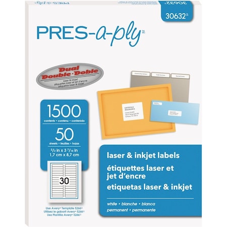 Pres-A-Ply File Folder Labels, 2/3" x 3-7/1, PK1500 30632