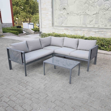 Deko Living Outdoor Gray Sofa and Table Set, Seats 5 COP30016