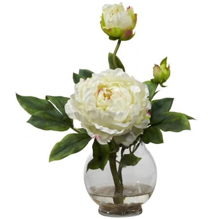 Dare2Decor Peony with Fluted Vase Silk Flower Arrangement DA103249