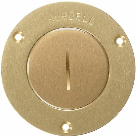 Hubbell Wiring Device-Kellems Box Cover, Floor Box Type, 1 Gang, Brass S3525
