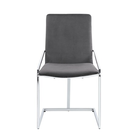 Homeroots Set of Two Gray and Silver Upholstered Velvet And Metal Dining Side Chairs, 2PK 573348