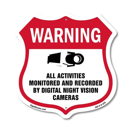 Signmission Video Surveillance Shield Sign Warning A, 6 Inch X 6 Inch, Plastic Sign SHI-P-6-474