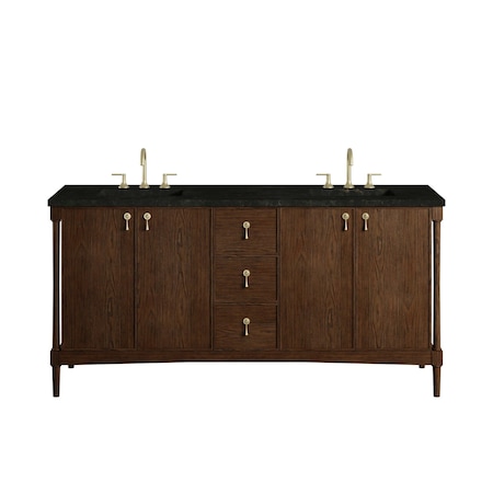 James Martin Vanities Kinnsden 72" Double Vanity, Sable Oak w/ 3 CM Phantome Eclos Top D680-V72-SBK-3PHT