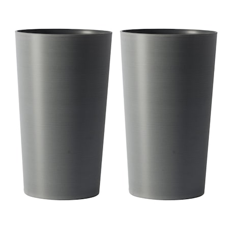 Homeroots Set of Two Light Gray Heavy Duty Plastic Cylindrical Planter Pots 719626