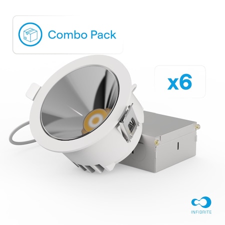 Infibrite 50 Deg Angle 4In 5CCT Selectable White 12 Watt 960LM Triac Dimmable LED Light, 6PK IB-017-8-12W-6PK