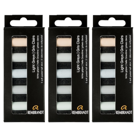 Rembrandt Soft Pastels Micro Sets, Light Greys Per Set, 5 Half Sticks, 3 Sets, 3PK 31820515