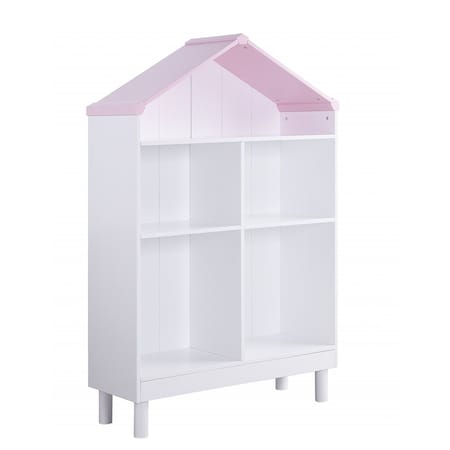Homeroots 56" White Solid and Manufactured Wood and Solid Wood Three Tier Double Bookcase 347506