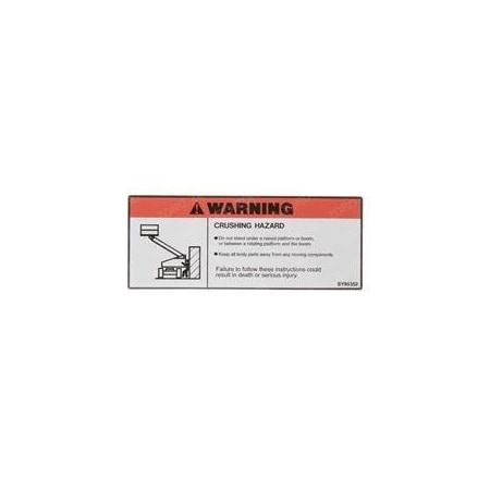 Jlg REPLACEMENT DECAL, CRUSH WARNING 1703953