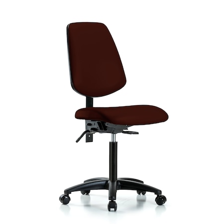 Blue Ridge Ergonomics Vinyl, Polyurethane Foam, Burgundy, 22" to 29" Seat Height, No Arms Arms, Rolling BR-VMBCH-MB-RG-T0-A0-NF-RC-8569