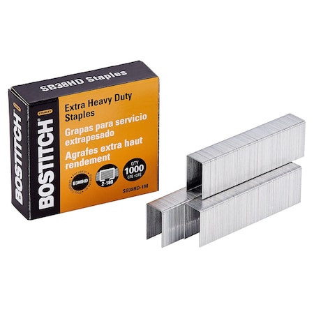 Bostitch Heavy Duty Premium Staples for B380HD Stapler, 2-180 Sheets, 1,000 Per Box SB38HD-1M