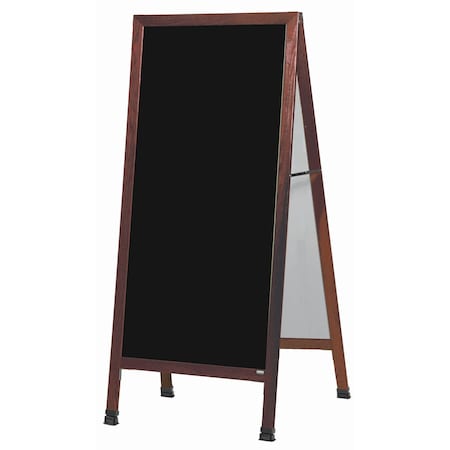 Aarco Extra Large A-Frame Sidewalk Board, Black Melamine Markerboard Solid Red Oak Frame, 68''Hx30''W MLA11