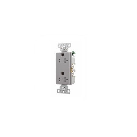 Eaton 20A 125V Heavy-Duty Tamper-Resistant Decorator Outlet, Gray TR6352GY-BX-LW