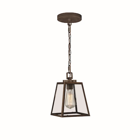 Vaxcel Grant 1-Light 7 in W Burnished Bronze Farmhouse Lantern Pendant, Clear Glass Ceiling Fixture P0050R