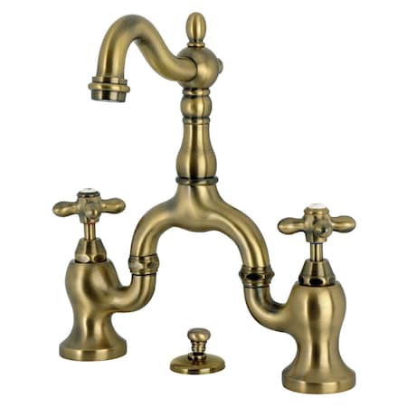 Kingston Brass Bridge Bathroom Faucet with Brass Pop-Up, Antique Brass KS7973AX