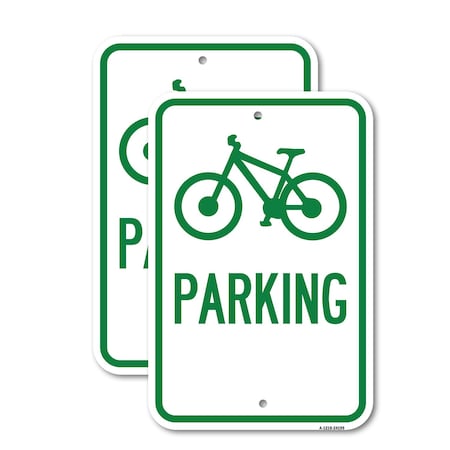 Signmission D4-3 Bicycle Parking Bicycle Symbol Parking, 18'' X 24'' 2 Signs, Heavy Gauge Aluminum, 2PK A-1824-2PACK-24199