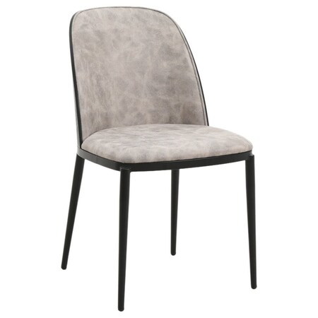 Leisuremod Tule Fabric Dining Side Chair with Powder-Coated Steel Frame, Black/Charcoal TCBL18CH