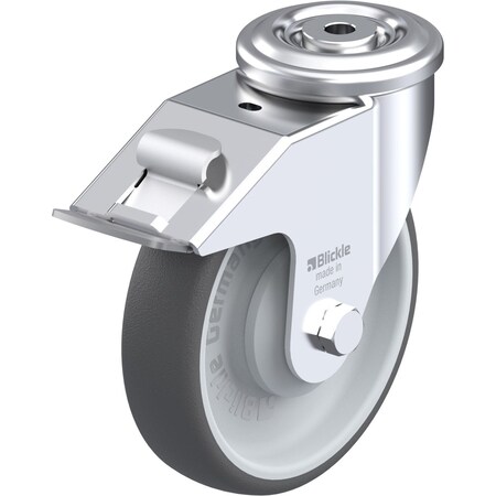 Blickle Kingpin Swivel Caster, PU, 6-5/16", Brake LER-PATH 160KA-FI