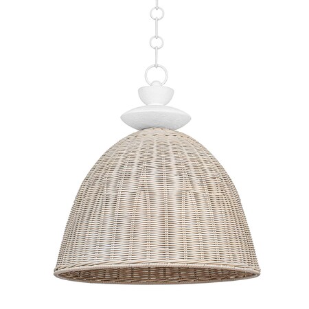 Troy Lighting Kahn 1 Light Pendant 22.25 In. Gesso White F5522-GSW