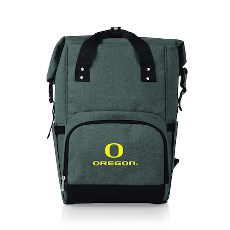 Picnic Time Family Of Brands NCAA Oregon Ducks On The Go Roll-Top Backpack CoolerHeathered Gray 616-00-105-476-0