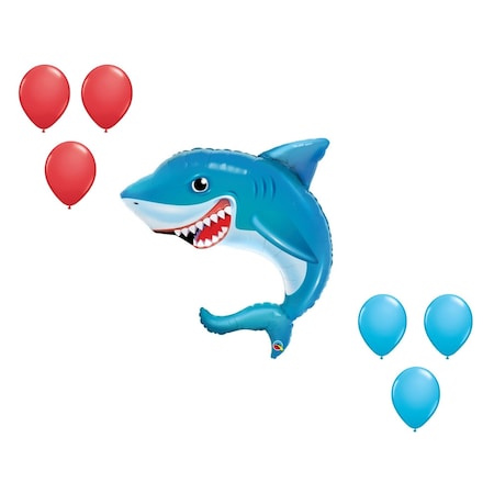Loonballoon 36 Inch Smilin Shark Balloon Medium Shape Set 6x latex 96429