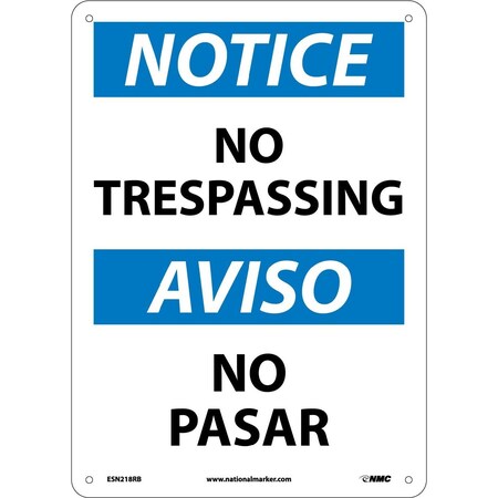 Nmc Notice No Trespassing Sign - Bilingual, ESN218RB ESN218RB