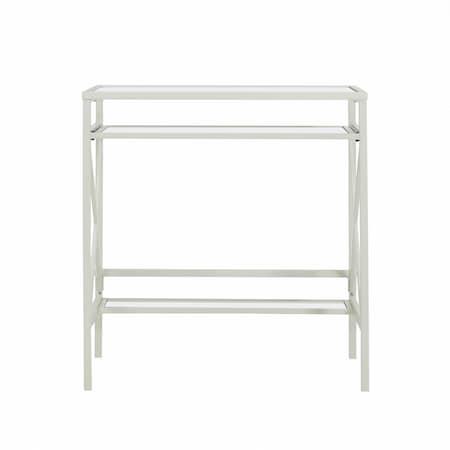 Homeroots 29" Clear And White Glass Writing Desk 402042