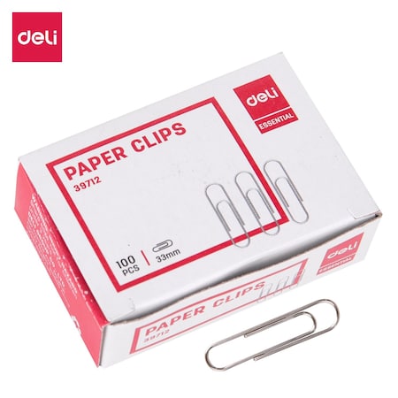 Deli Paper Clips No.1, Silver, Nickel-Plated, Rust-Resistant, 100PK E39712