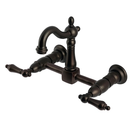 Kingston Brass Two-Handle Wall Mount Bridge Kitchen Faucet, Oil Rubbed Bronze KS2445AL