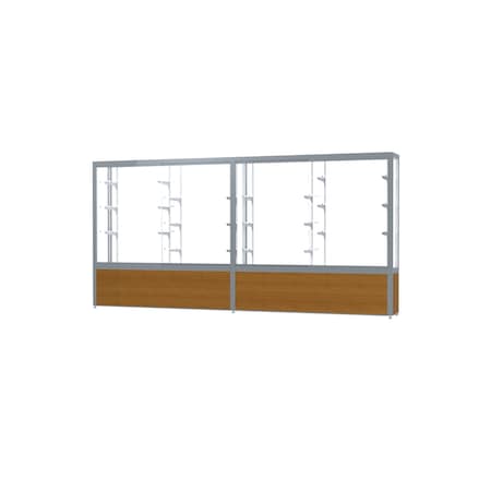 Ghent Display Case White 144x66x16, Satin, LtOak 10412WB-SN-K