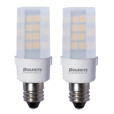 Bulbrite 35w Equivalent T4 Dimmable (E12) Candelabra Scrw Base Warm Wht Lght Frost LED Lght Bulb, 2700K, 2PK 861531