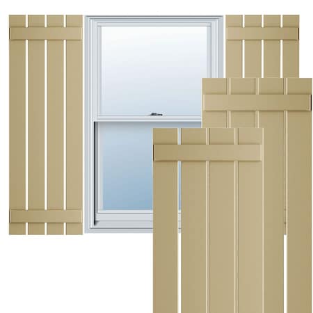 Ekena Millwork True Fit PVC, Four Board Spaced Board-n-Batten Shutters, Natural Twine , 23W x 57H, PR TFP101SBF23X057NT