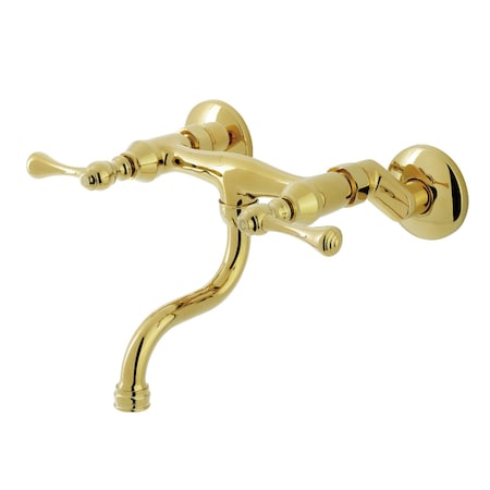 Kingston Brass Double-Handle Wall Mount Bathroom Faucet, Polished Brass KS2112BL