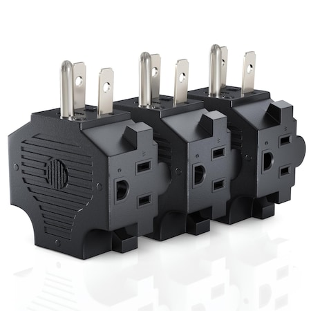 Maximm 3-Outlet Wall Adapter, Grounded 3-Prong, ETL Certified, 3PK, Black, 3PK AD-3OUT-3PR-BLK-3PK