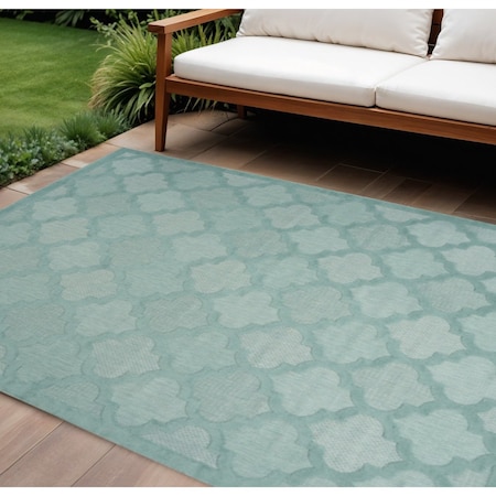 Homeroots 8' X 10' Aqua Indoor Outdoor Area Rug 522131