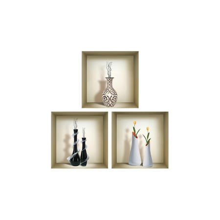 Homeroots Set of Three Noa Faux Niche 3D Peel and Stick Wall Decals, 3PK 565414