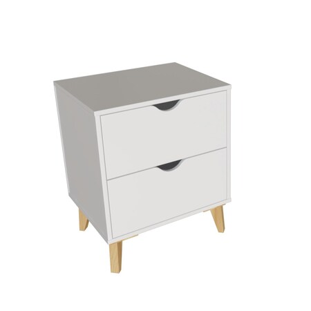 Homeroots 24" White Wood Two Drawer Nightstand 552254