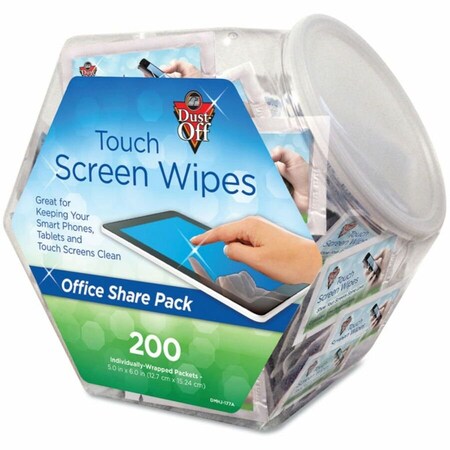 Falcon Safety Dust-Off, Touch Screen Wipes, 5 X 6, 200 Individual Foil Packets, 200PK DMHJ