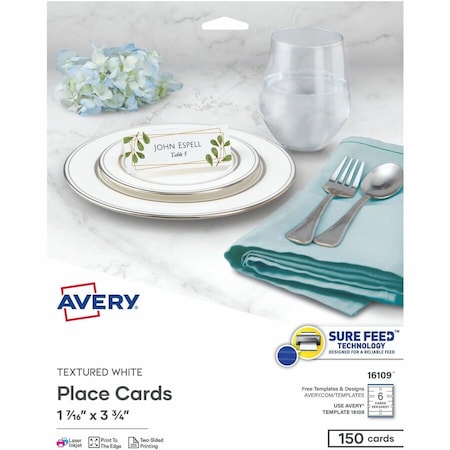 Avery Place Cards, Uncoated, 1-7/16" x, PK150 16109