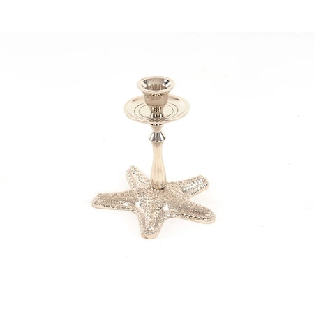 Homeroots 5" Silver Brass Starfish Tabletop Candle Holder 364345