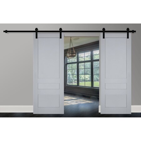 Sartodoors Sturdy Double Barn Door Grey 60x96 (2* 30x96) Solid Core Modern Interior VEREGIO7411DB-GRE-6096
