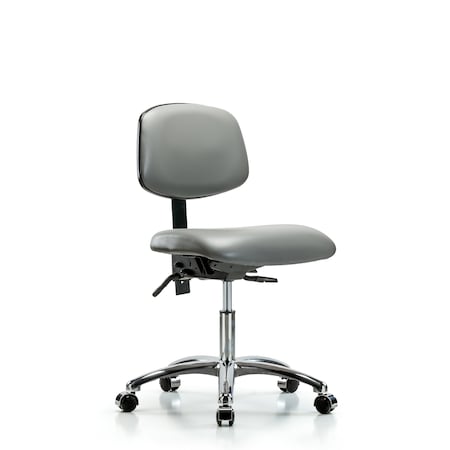 Blue Ridge Ergonomics Vinyl Chair Chrome, Desk, Casters, Sterling BR-VDHCH-CR-T0-A0-CC-8840