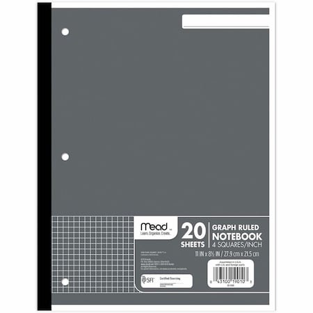 Mead Products Mead Graph Paper, 8-1/2" x 11", 4 x 4 Square/inch Quad Ruled, 240 Sheets/Pack 19010