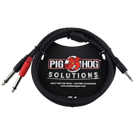 Pig Hog 3-Feet Stereo Breakout Cable, 3.5mm to Dual 1/4-in PB-S3403