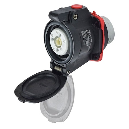 Meltric DXN20 RECEPTACLE POLY BLACK SIZE 1 IP 66/67 3P+G 20 A 480 VAC 60 Hz SELF-RETURNING LID 22-14043-R