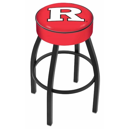 Holland Bar Stool Co 25" 4" Rutgers Cushion Seat, Blk Wrinkle Base Swivel Bar Stool L8B125Rutger